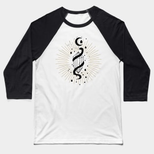 Magical Snake with Crystal under the Moon Baseball T-Shirt
